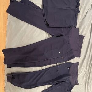 Figs XS navy maternity scrub set (2 regular pants, 1 jogger and 2 tops)